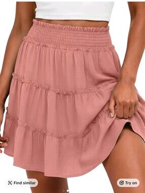 Lepunuo Flowy Ruffle Tiered Summer Peach Skirt/Skort NWT Women's Medium